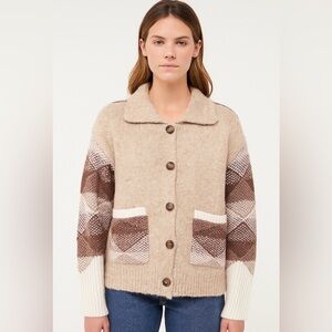 Blu Pepper Tan and Brown Cardigan Sweater